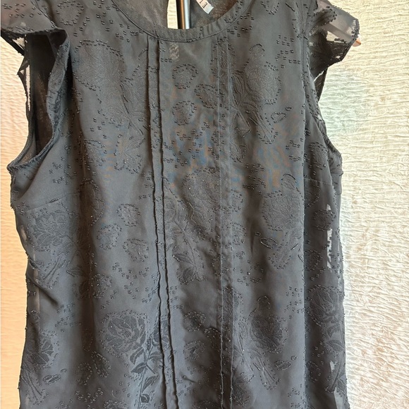 Elle Black Beaded Women's Ruffle Sleeve Blouse - Picture 2 of 10